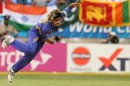 Sri Lankan cricketer Lasith Malinga bowl...